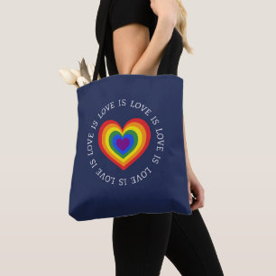 Liefde is Liefde Regenboog Hart LGBTQ Pride Navybl Draagtas