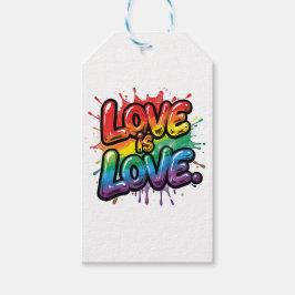 Liefde is Liefde - Regenboog Pride Citaat Kunst Cadeaulabel