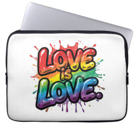 Liefde is Liefde - Regenboog Pride Citaat Kunst Laptop Sleeve