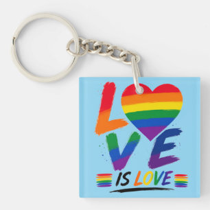 Liefde is Liefde – Regenboog Pride Kwast Ontwerp Sleutelhanger
