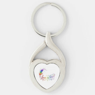 Liefde is Liefde Regenboog Veer Elegant Hart Metaa Sleutelhanger
