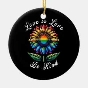 Liefde Is Liefde Regenboog Zonnebloem LGBT+ Gay Le Keramisch Ornament
