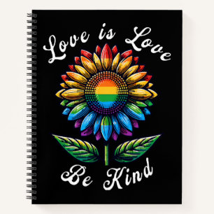 Liefde Is Liefde Regenboog Zonnebloem LGBT+ Gay Le Notitieboek