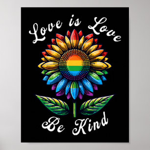 Liefde Is Liefde Regenboog Zonnebloem LGBT+ Gay Le Poster