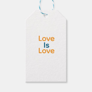 Liefde is liefde sinaasappel blauw kleurrijke prid cadeaulabel