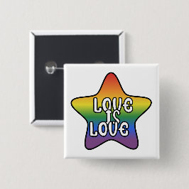 Liefde Is Liefde Ster Regenboog LGBT Vlag Kleurver Vierkante Button 5,1 Cm