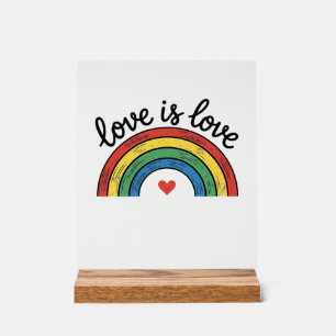 Liefde Is Liefde Vintage Regenboog Hart Shirt Ontw Acryl Bord