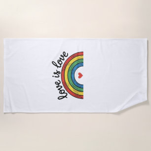 Liefde Is Liefde Vintage Regenboog Hart Shirt Ontw Strandlaken