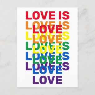 Liefde is liefde voor regenboog moderne typografie briefkaart