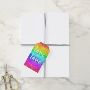 "Liefde is Liefde" Waterverf Pride Regenboog  Cadeaulabel