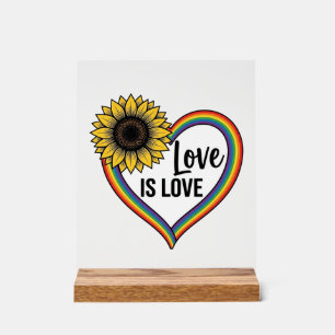 Liefde Is Liefde Zonnebloem Hart Vintage Vector T- Acryl Bord