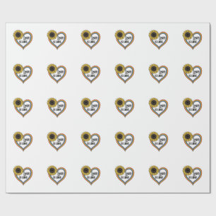 Liefde Is Liefde Zonnebloem Hart Vintage Vector T- Cadeaupapier