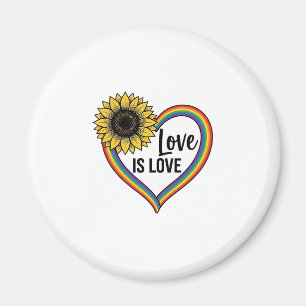 Liefde Is Liefde Zonnebloem Hart Vintage Vector T- Magneet