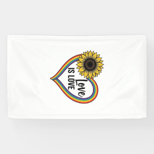 Liefde Is Liefde Zonnebloem Hart Vintage Vector T- Spandoek