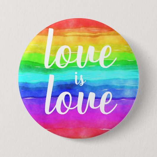 Liefde is Love Bold Gay Pride Rainbow Button (Voorkant)