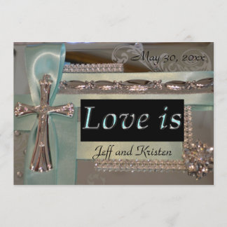 Liefde is... Mint en Silver Wedding Uitnodiging