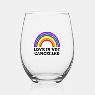 Liefde is niet geannuleerd Rainbow LGBT Pride Mont Wijnglas Zonder Voet