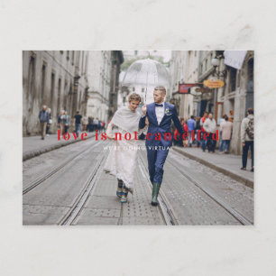 Liefde is niet geannuleerd Virtuele trouwuitnodi Briefkaart