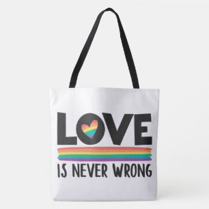 Liefde is nooit de verkeerde regenboog LGBTQ pride Draagtas