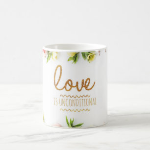 Liefde is onvoorwaardelijk, roze rozen koffiemok