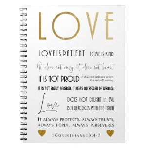 Liefde is patiënt BIble verse Typografie Gold Chic Notitieboek