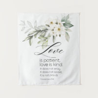 Liefde is Patient Bible Verse Wit Bloemen Christel