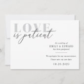 Liefde is patiënt bruiloft Verander de datum Save The Date (Voorkant)