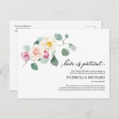 Liefde is patiënt eucalyptus bruiloft uitstel briefkaart (Voorkant / Achterkant)