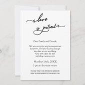 Liefde is patiënt kalligrafie blauwe bruiloft uitg save the date (Achterkant)