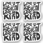Liefde is Patient Kind 1 Korintiërs 13:4 Zwart Sticker (Voorkant)