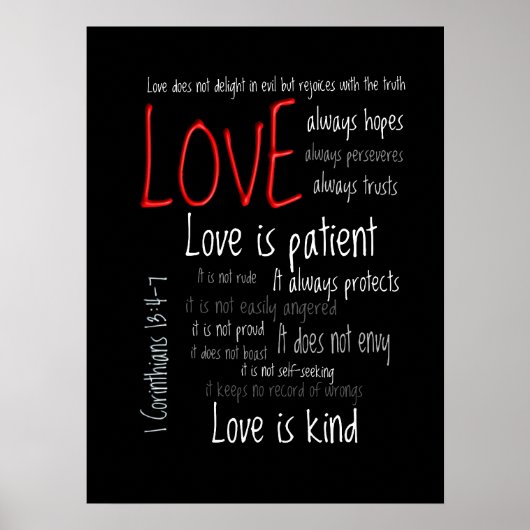 Liefde is Patiënt Mix Rood unframed of framed Poster (Voorkant)