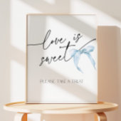 Liefde is Sweet Blue Bow Vrijgezellenfeest Stropda Reclamebord Met Voetstuk