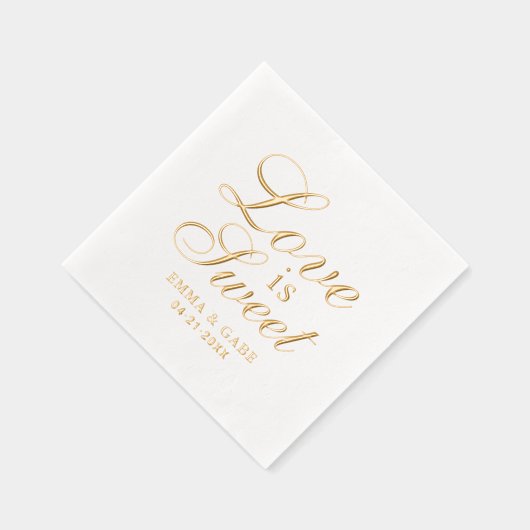 Liefde is Sweet Custom Script Wedding Monogram Folie Servetten (Rechts)