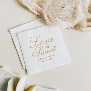 Liefde is Sweet Custom Script Wedding Monogram Folie Servetten