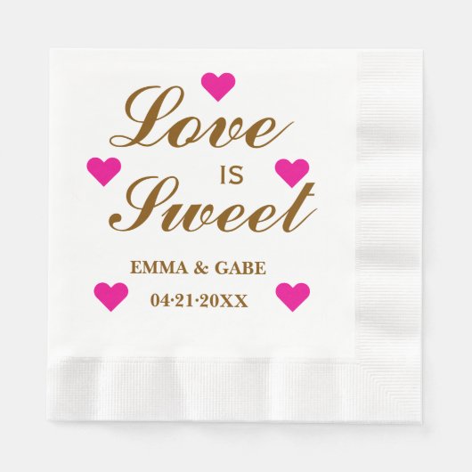 Liefde is Sweet Custom Script Wedding Monogram Servet (Voorkant)