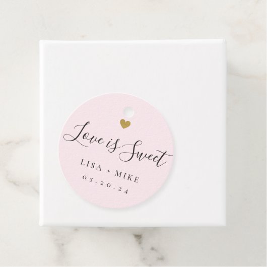 Liefde is Sweet Custom Wedding Snoep Roze Bedankjes Labels (In situ)