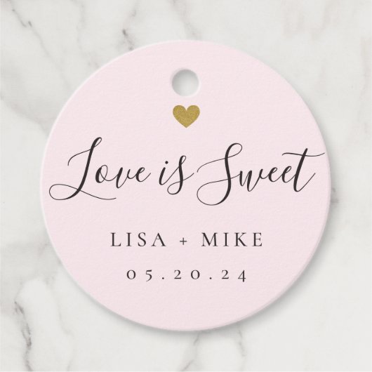 Liefde is Sweet Custom Wedding Snoep Roze Bedankjes Labels (Voorkant)