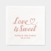 Liefde is Sweet Gepersonaliseerde Hart Script Wedd Folie Servetten (Voorkant)