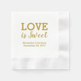 Liefde is Sweet Gold Wedding Engagement Party Servet