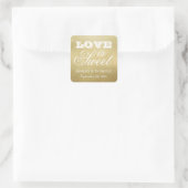 Liefde is Sweet Gold Wedding Monogram Vierkante Sticker (Tas)