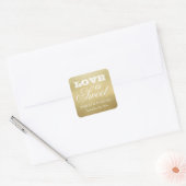 Liefde is Sweet Gold Wedding Monogram Vierkante Sticker (Envelop)
