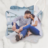 Liefde is Sweet Modern Aqua Script Trouwfoto Bedankjes Labels (Achterkant)