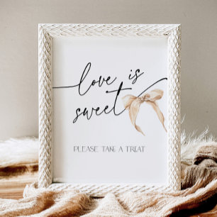 Liefde is Sweet Neutral Bow Vrijgezellenfeest Stro Reclamebord Met Voetstuk