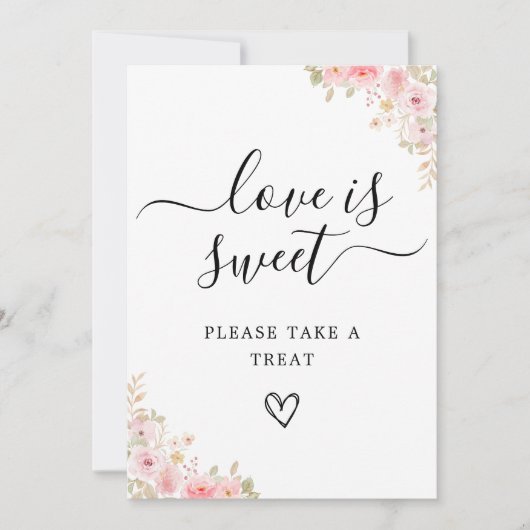 Liefde is Sweet Sign Printable, Roos Wedding Kaart (Voorkant)