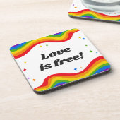 "Liefde is Vrij: Regenboog Pride Onderzetters (Linkerzijde)