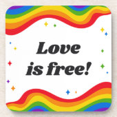 "Liefde is Vrij: Regenboog Pride Onderzetters (Voorkant)