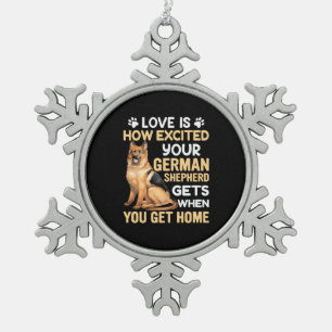 Liefde is zo geweldig als je Duitse herder. Tin Sneeuwvlok Ornament