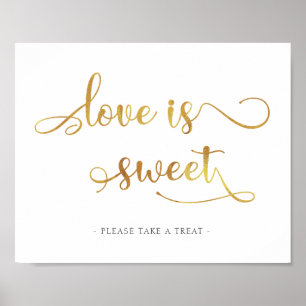 "Liefde is zoet" gouddessert bevoordeelt bruiloft Poster