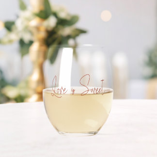Liefde is Zoet Handgeschreven Script Wijnglas Zonder Voet