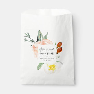 Liefde is zoet hebben een traktatie koraal bloemen bedankzakje